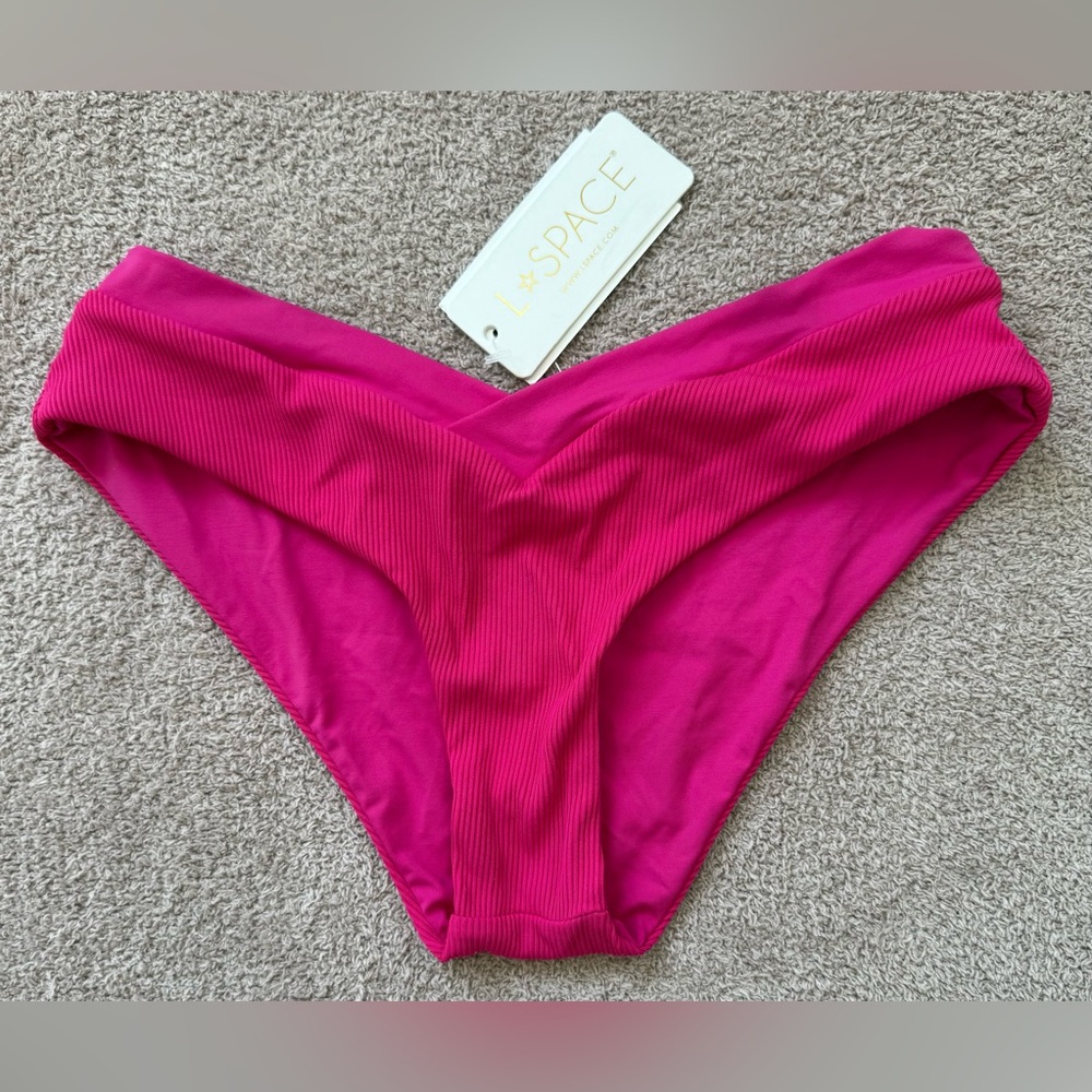 NEW - L*Space Ribbed PRATT Bikini Bottom - BOUGAINVILLEA